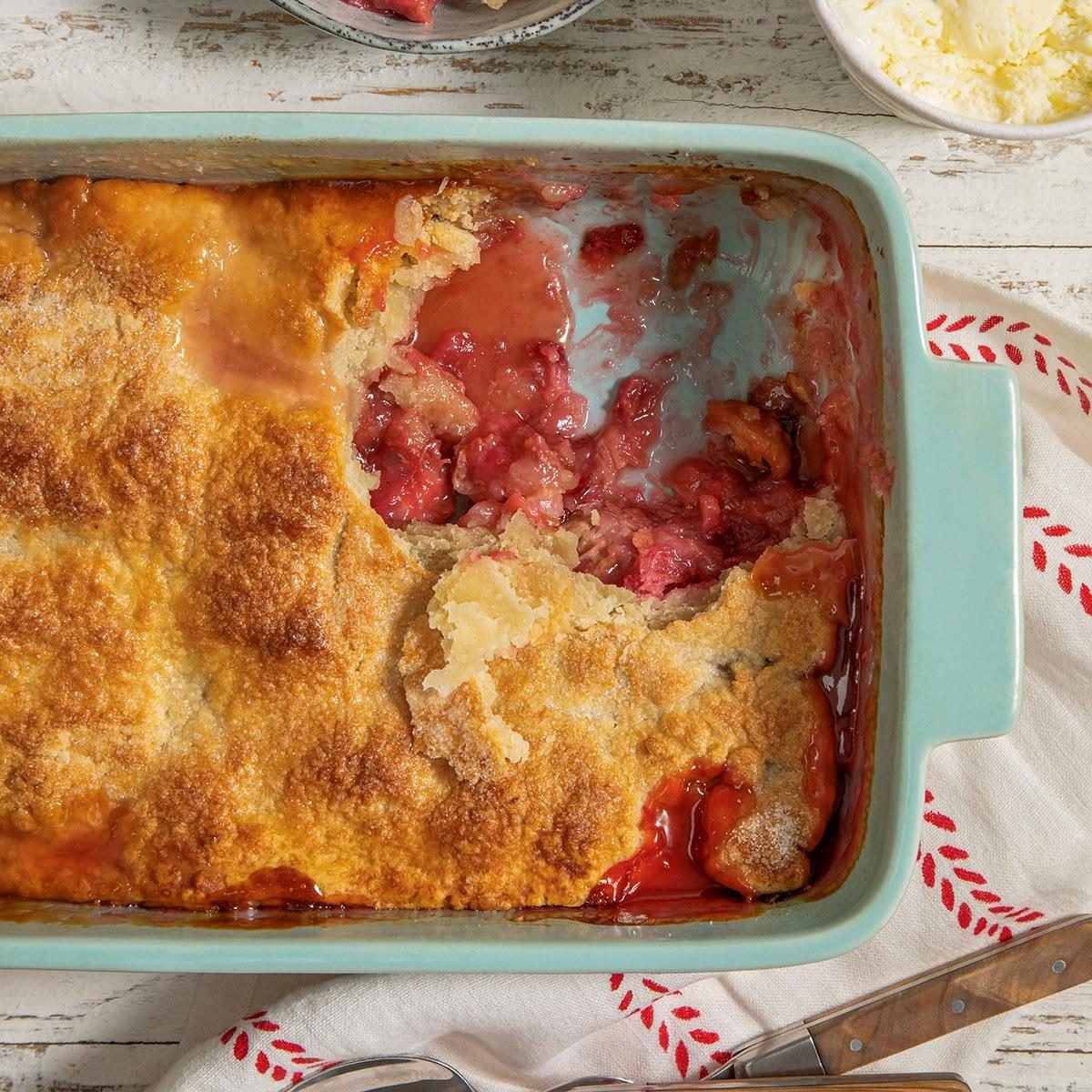 No-Stir Strawberry Rhubarb Cobbler: The Cake Mix & Jello Secret